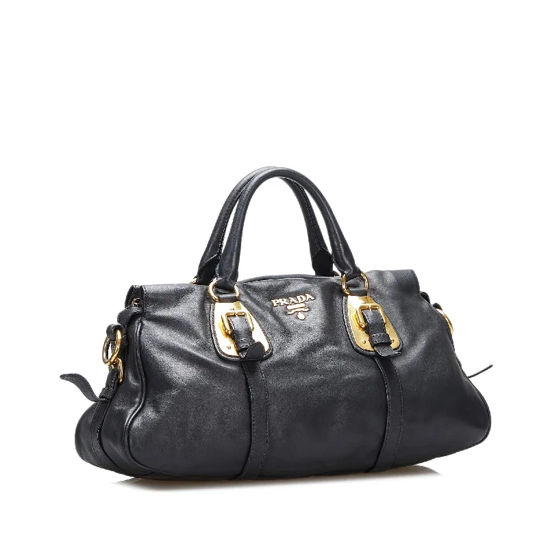 Prada Patent Leather Handbag in Black with Silver HardwarePrada Vitello Daino Satchel nXLGL3