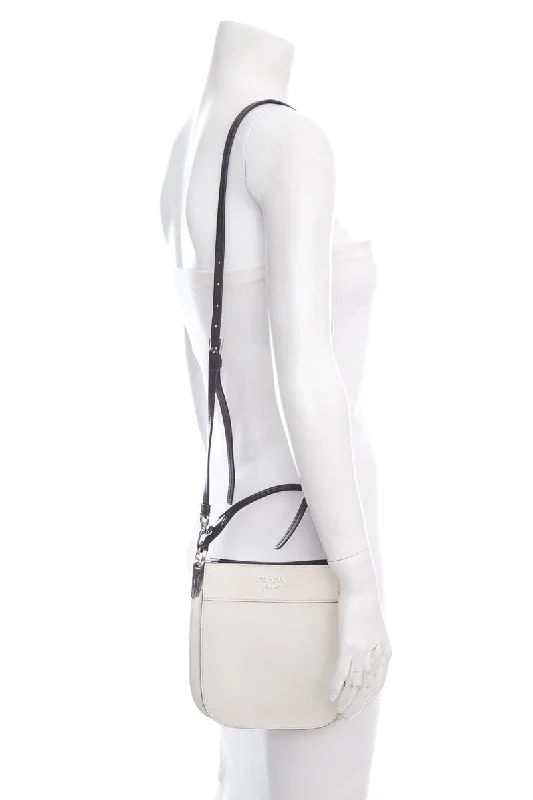 Prada Shearling - Trimmed Backpack in Beige for Cold - Weather OutingsPrada City Calfskin Black & White Margit Cross-Body