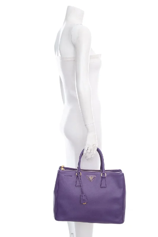 Prada Leather Bucket Bag in Chocolate Brown with StudsPrada Purple Saffiano Leather Galleria Double Zip Tote