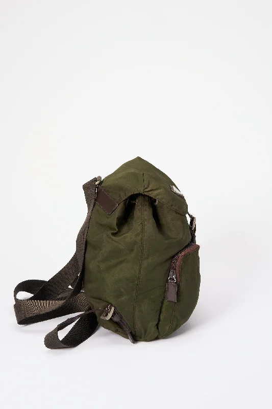 Prada Shearling - Lined Backpack in Camel for Mountain TripsPrada Khaki Nylon Backpack