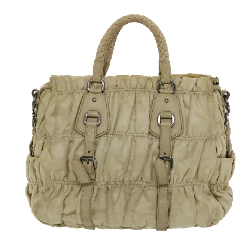 Prada Suede Tote in Mustard Yellow for Fall OutfitsPrada Hand Bag Nylon Leather 2way Beige Cream  49307