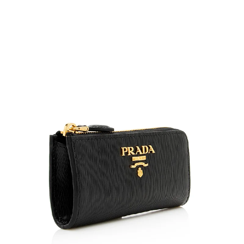 Prada Calfskin Clutch with Crystal - Embellished Logo in PinkPrada Vitello Move Zip Around Key Holder 18999