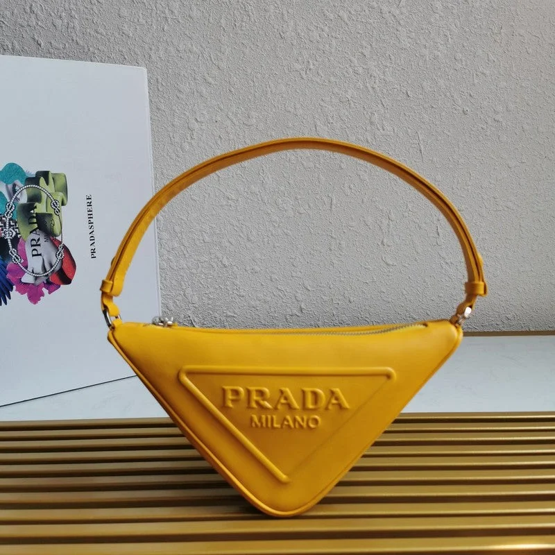 Prada Logo - Embossed Leather Satchel in Khaki for Business TripsWhimsy Finds - Prada Bags - 455