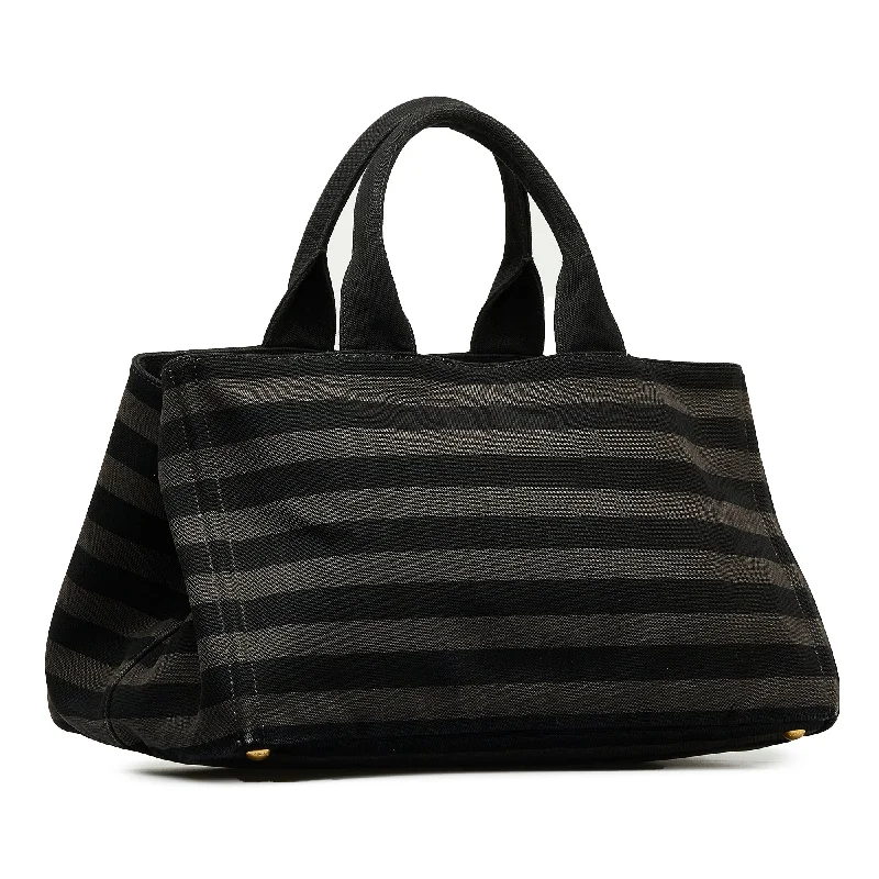 Prada Geometric - Patterned Canvas Bag in Grey for Everyday ErrandsBlack Prada Canapa Righe Tote