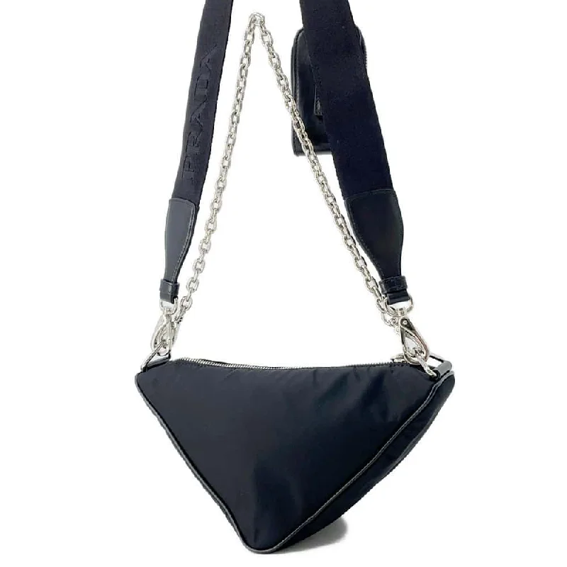 Prada Suede Hobo Bag in Navy with Tassel DetailsPRADA Triangle Shoulder Bag Black 1BH190 Nylon