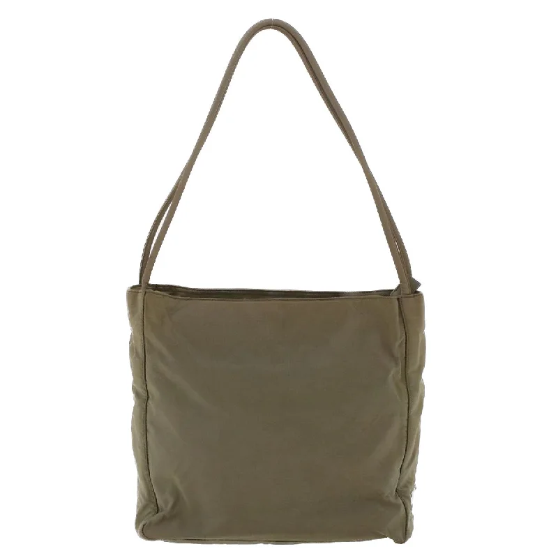 Prada Logo - Printed Canvas Crossbody in Khaki for TravelersPrada Shoulder Bag Nylon Khaki  cl556