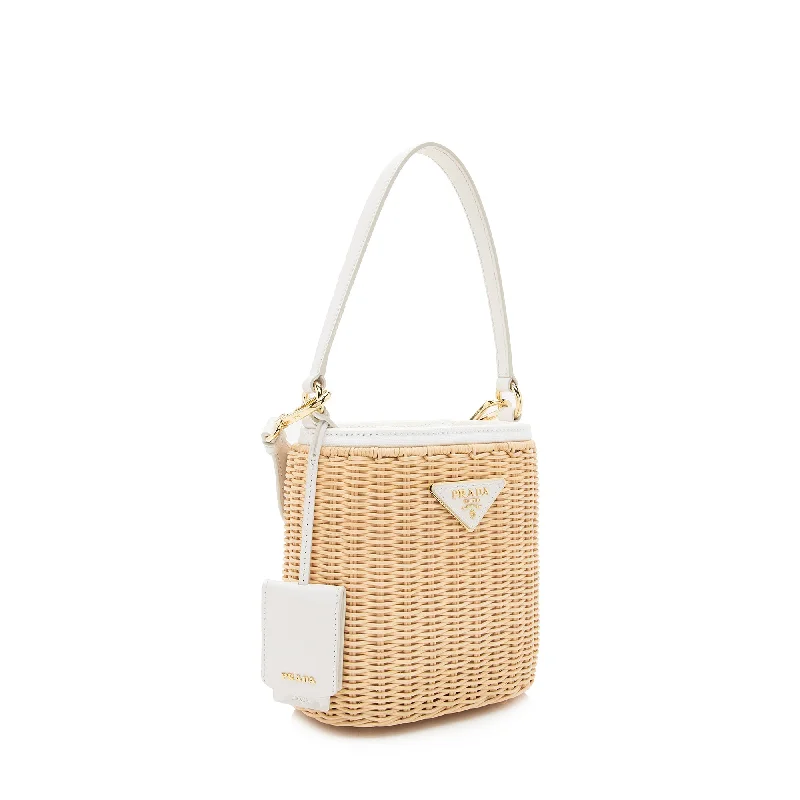 Prada Embroidered Leather Crossbody in Cream for Garden PartiesPrada Wicker Canapa Bucket Bag 22390