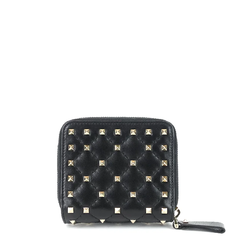 Valentino By Mario Valentino Embroidered Leather Crossbody in Cream for Garden PartiesRockstud Spike Compact Lambskin Leather Wallet