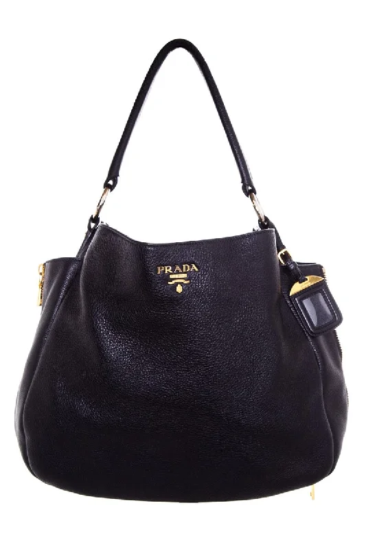 Prada Shearling - Lined Bag in Camel for WinterPrada Vitello Donna Large Black Grained Leather  Tote