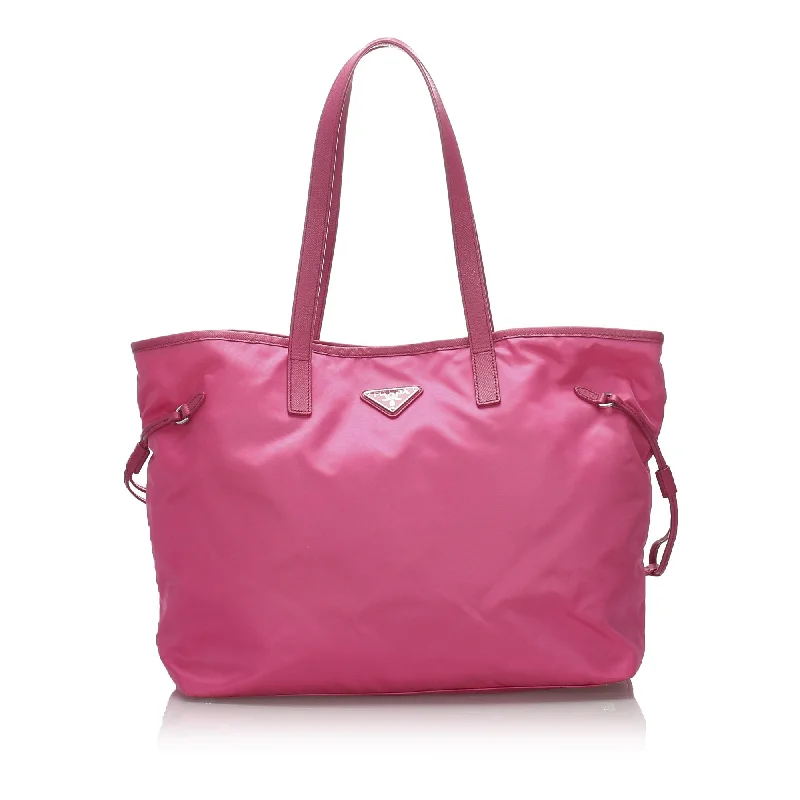 Prada Patent Leather Handbag in Black with Matte HardwarePrada Pink Nylon Fabric Tessuto Tote Bag Italy