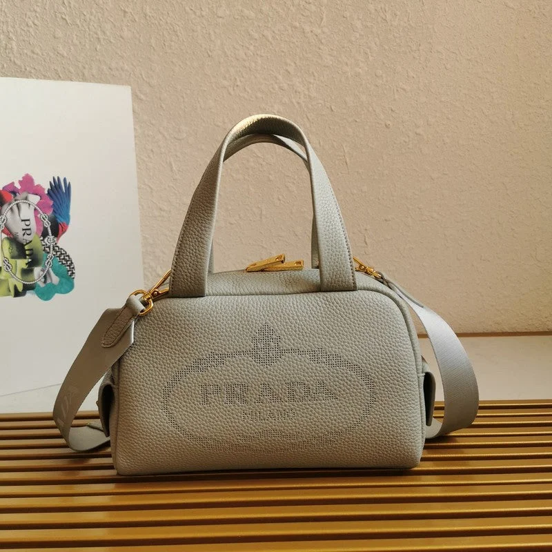 Prada Embroidered Denim Bucket Bag in Light Blue for PoolsideWhimsy Finds - Prada Bags - 348