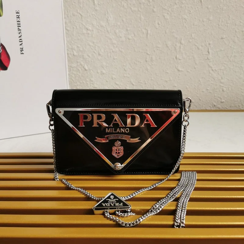 Prada Logo - Embossed Leather Satchel in Khaki 26cmWhimsy Finds - Prada Bags - 265