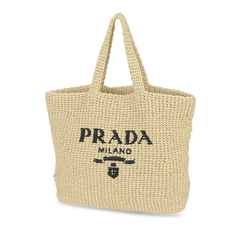 Prada Leather Bucket Bag in Chocolate Brown with StudsPrada logo Tote Bag Brown Raffia