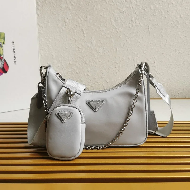 Prada Laser - Cut Canvas Bag in White with Geometric PatternWhimsy Finds - Prada Bags - 397