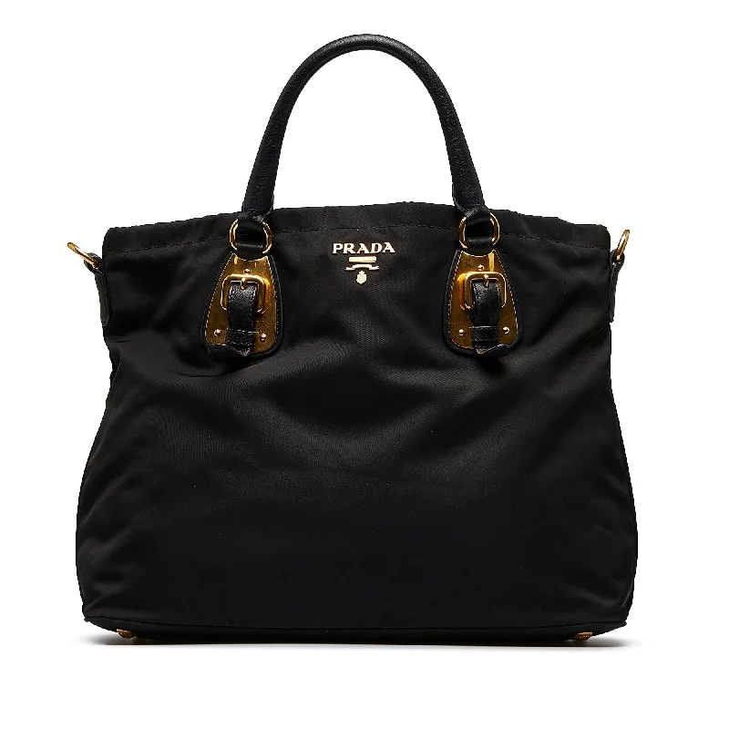 Prada Leather Bucket Bag in Chocolate Brown with StudsPrada Tessuto Handbag Black Nylon Canvas