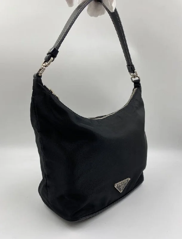 Prada Patent Leather Shoulder Bag in Black with Chunky ChainPrada Nylon Mini Shoulder Bag